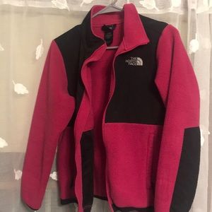pink and black fleece north face